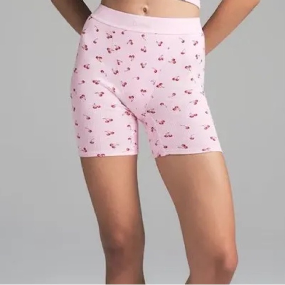 Skims Soft Lounge Boxer Shorts in Cherry Pink
